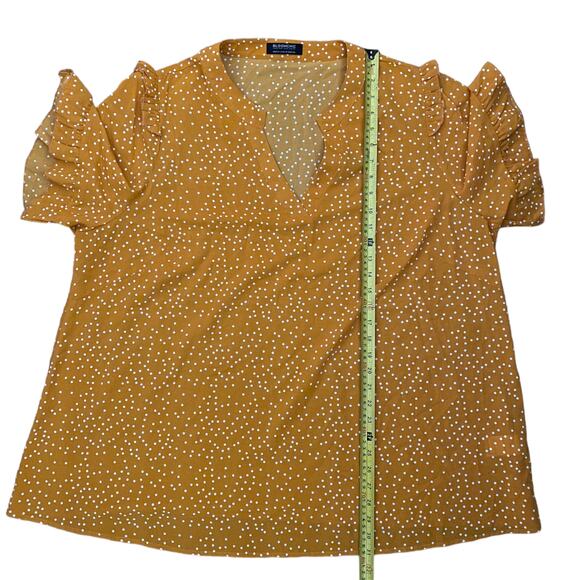 Bloomchic Plus Size Yellow & White Polka Dot V Neck Shirts 22/24 - Picture 5 of 5